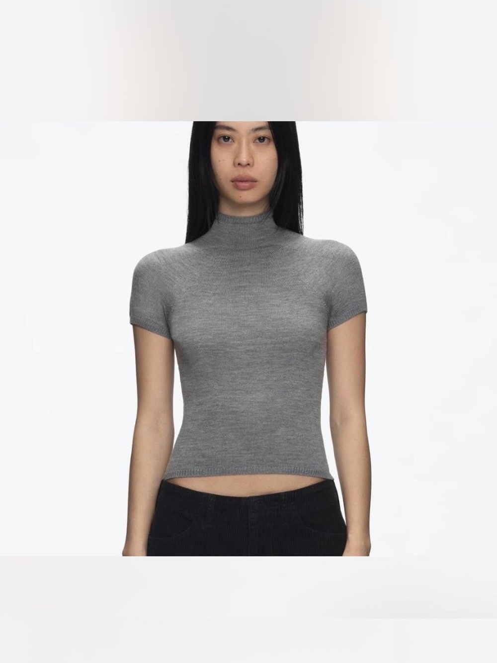 Tank air studio cute knit grey wool top s